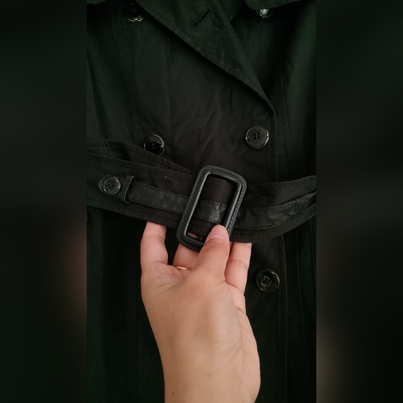 Double Breasted Trench Coat (Black) - Picture 6 of 14